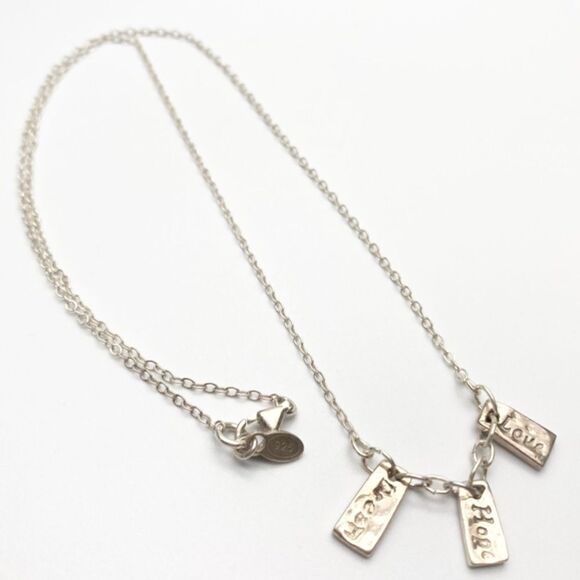 Sterling Silver Inspirational Sayings Necklace Love Hope Dream dainty delicate - Picture 1 of 4